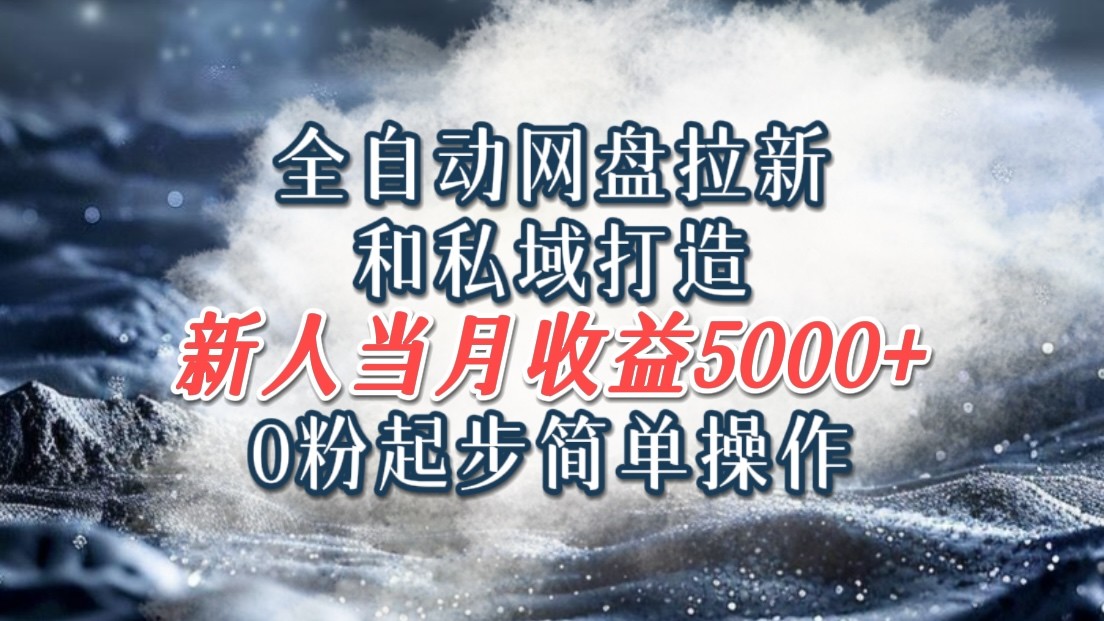 全自动网盘拉新和私域打造，0粉起步简单操作，新人入门当月收益5000以上-悟空云赚AI