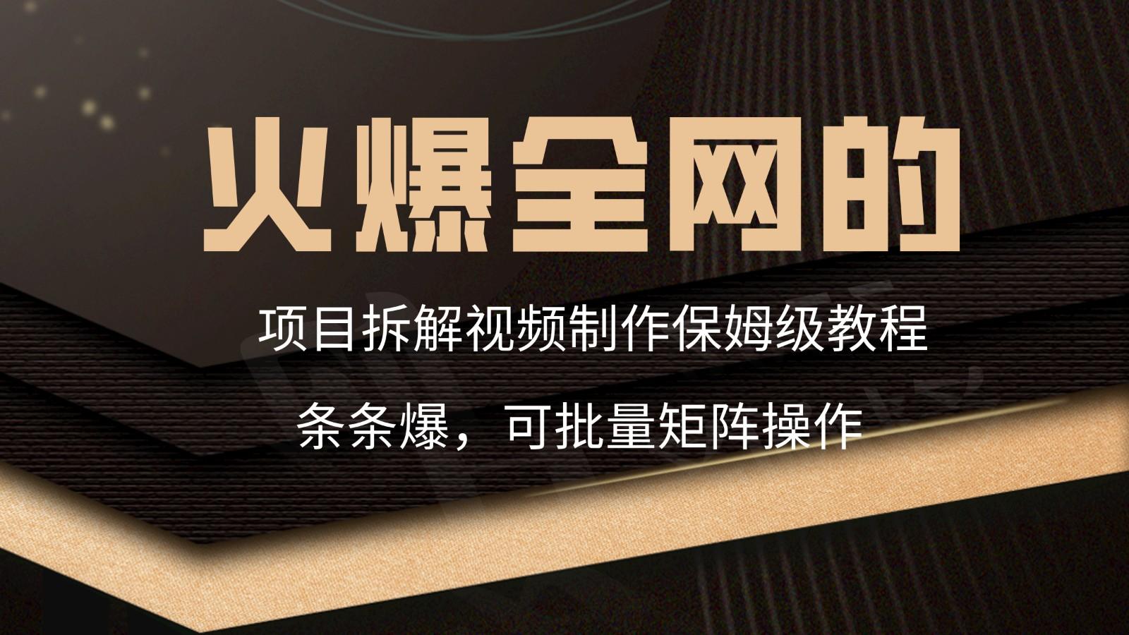 火爆全网的项目拆解类视频如何制作，条条爆，保姆级教程-悟空云赚AI