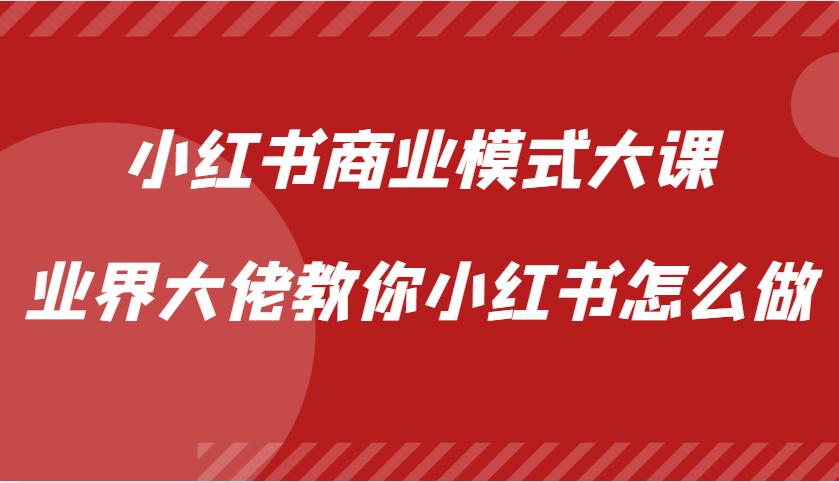 小红书商业模式大课，业界大佬教你小红书怎么做【视频课】-悟空云赚AI