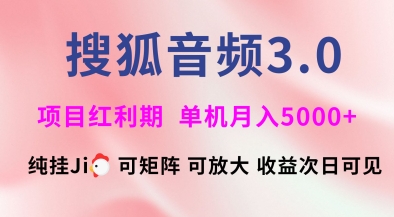 搜狐音频挂ji3.0.可矩阵可放大，独家技术，稳定月入5000+【揭秘】-悟空云赚AI