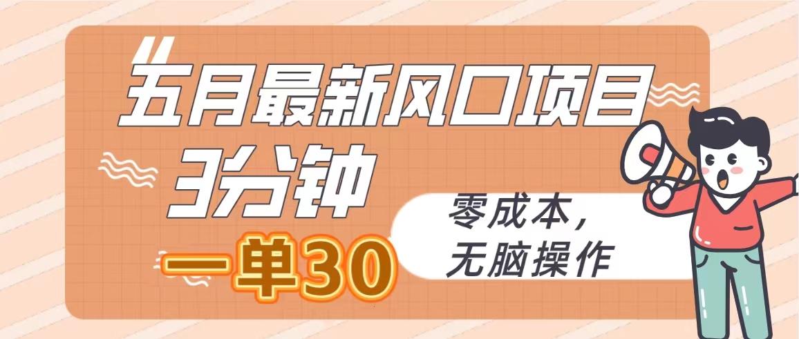 五月最新风口项目，3分钟一单30，零成本，无脑操作-悟空云赚AI