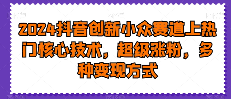 2024抖音创新小众赛道上热门核心技术，超级涨粉，多种变现方式【揭秘】-悟空云赚AI