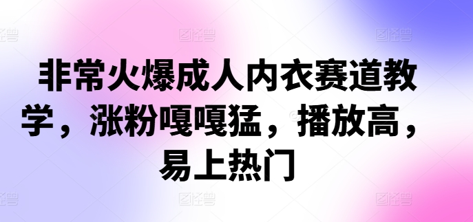 非常火爆成人内衣赛道教学，​涨粉嘎嘎猛，播放高，易上热门-悟空云赚AI