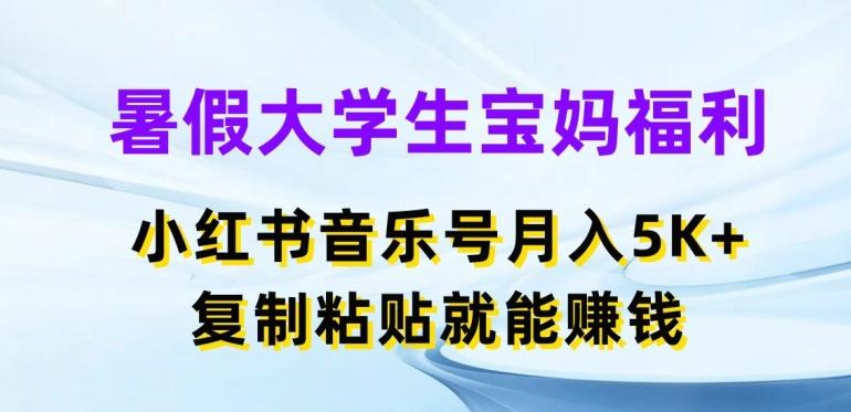 暑假大学生宝妈福利，小红书音乐号月入5000+，复制粘贴就能赚钱【揭秘】-悟空云赚AI