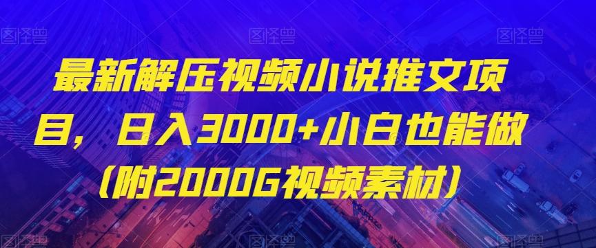 最新解压视频小说推文项目，日入3000+小白也能做（附2000G视频素材）【揭秘】-悟空云赚AI