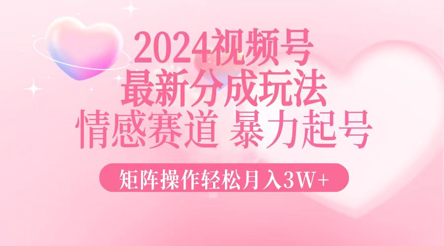 2024最新视频号分成玩法，情感赛道，暴力起号，矩阵操作轻松月入3W+-悟空云赚AI