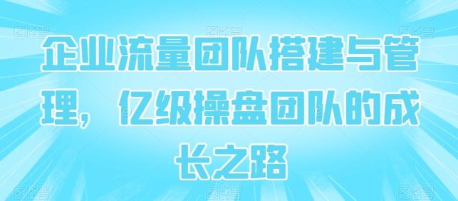 企业流量团队搭建与管理，亿级操盘团队的成长之路-悟空云赚AI