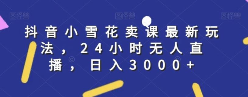 抖音小雪花卖课最新玩法，24小时无人直播，日入3000+【揭秘】-悟空云赚AI