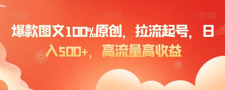 爆款图文100%原创，拉流起号，日入500+，高流量高收益【揭秘】-悟空云赚AI