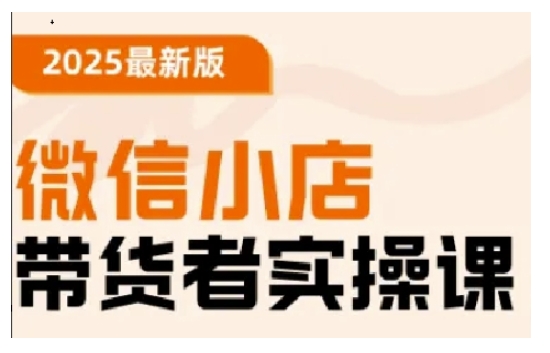 2025最新版微信小店带货者实操课，基础操作到高级运营技巧，快速上手-悟空云赚AI