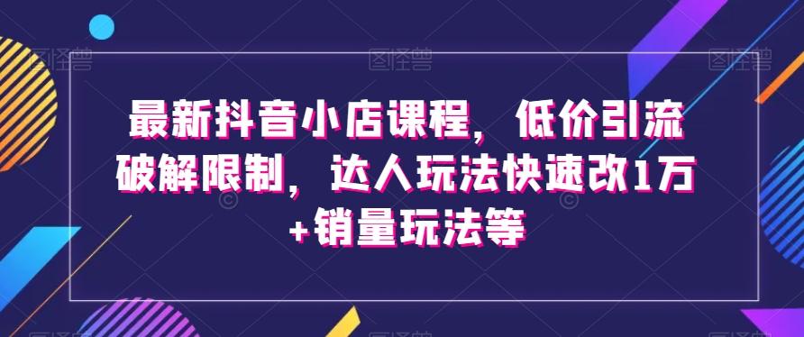 最新抖音小店课程，低价引流破解限制，达人玩法快速改1万+销量玩法等-悟空云赚AI