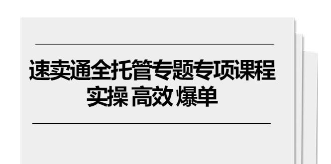 速卖通 全托管专题专项课程，实操 高效 爆单(11节课-悟空云赚AI