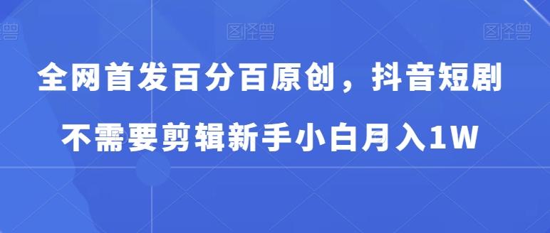 全网首发百分百原创，抖音短剧不需要剪辑新手小白月入1W-悟空云赚AI