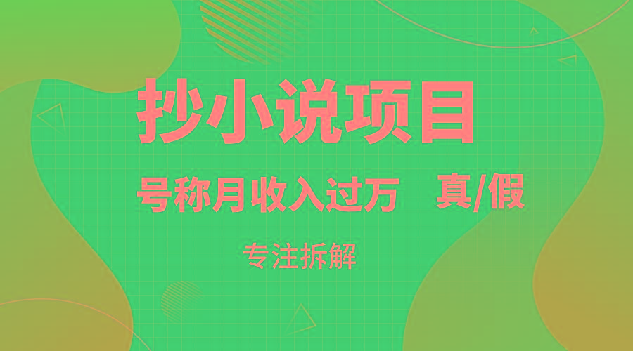 抄小说项目，号称月入过万，到底是否真实，能不能做，详细拆解-悟空云赚AI