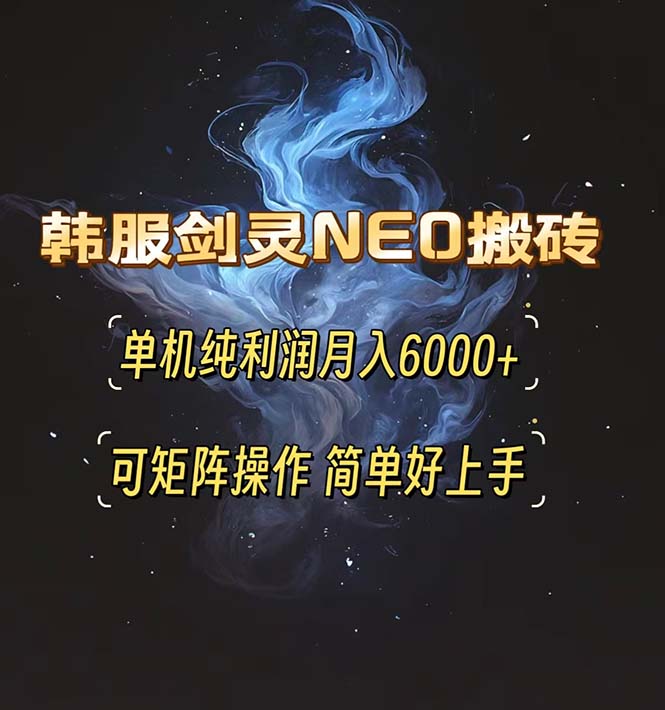 韩服剑灵NEO搬砖攻略，单机纯利润月入6000+ 可矩阵操作，简单好上手。-悟空云赚AI