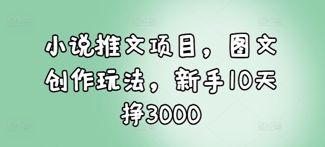 小说推文项目，图文创作玩法，新手10天挣3000-悟空云赚AI