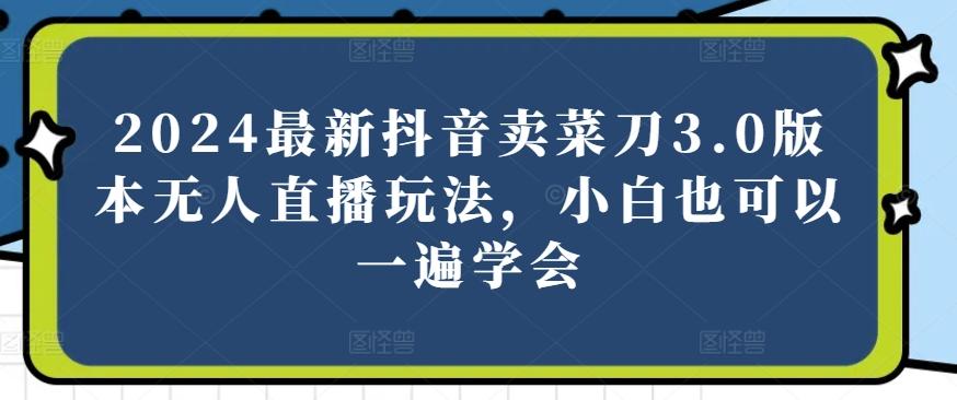 2024最新抖音卖菜刀3.0版本无人直播玩法，小白也可以一遍学会【揭秘】-悟空云赚AI