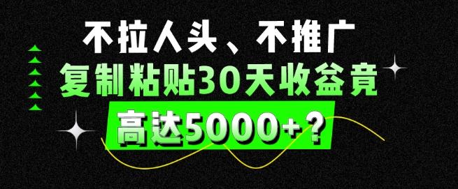 不拉人头、不推广，复制粘贴30天收益竟高达5000+？-悟空云赚AI