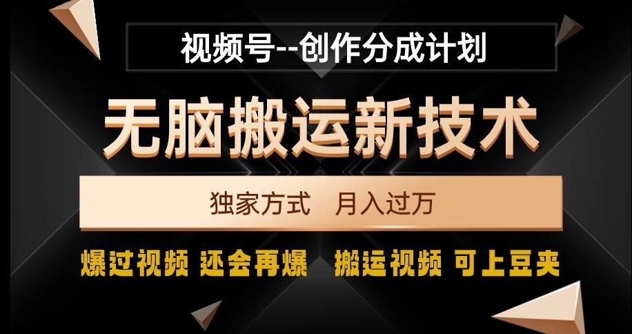 视频号无脑搬运新技术，破原创壕流量，独家方式，爆过视频，还会再爆【揭秘】-悟空云赚AI