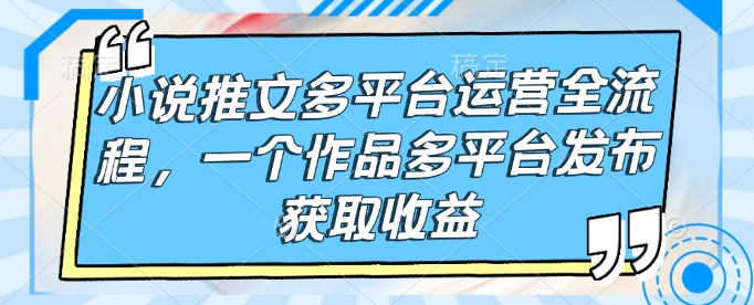 小说推文多平台运营全流程，一个作品多平台发布获取收益-悟空云赚AI