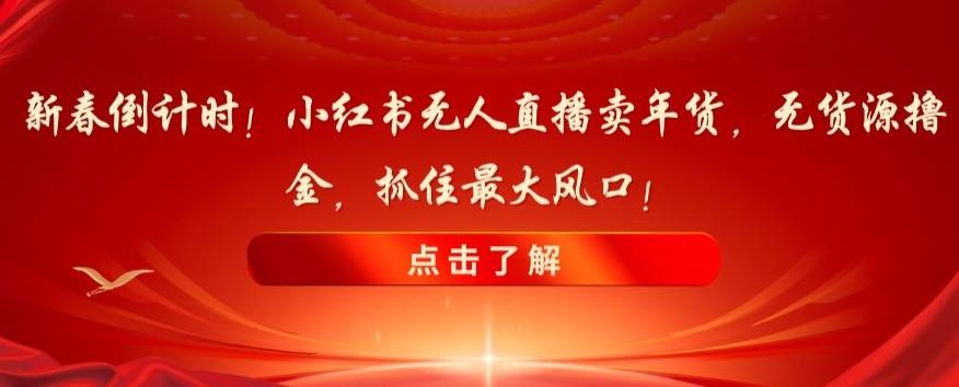 新春倒计时！小红书无人直播卖年货，无货源撸金，抓住最大风口【揭秘】-悟空云赚AI