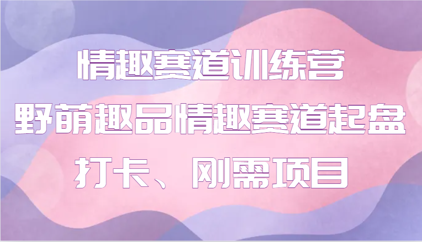 情趣赛道训练营 野萌趣品情趣赛道起盘打卡、刚需项目-悟空云赚AI