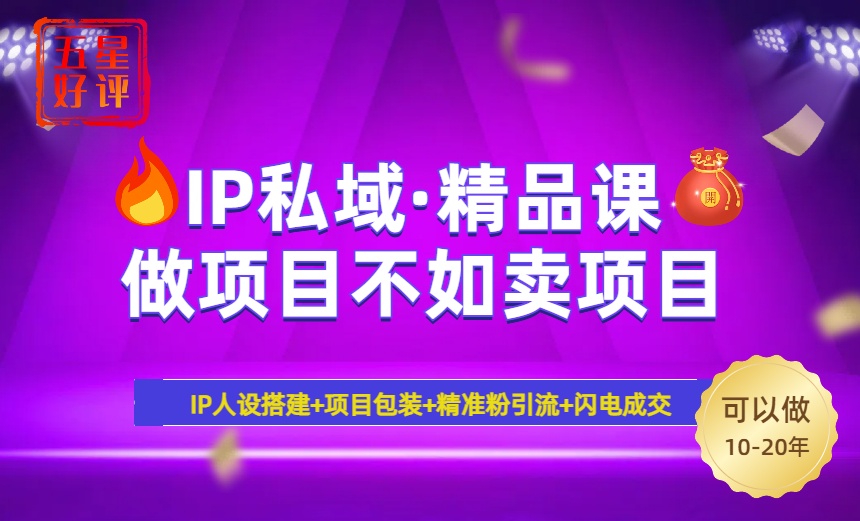 2025年“IP私域·密训精品课”，日赚3000+小白避坑年赚百万，暴力引流…-口袋创业家