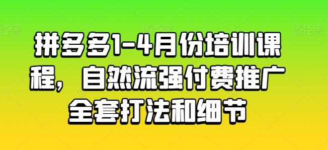 拼多多1-4月份培训课程，自然流强付费推广全套打法和细节-悟空云赚AI