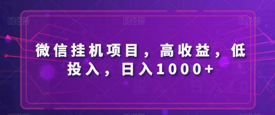 微信挂机项目，高收益，低投入，日入1000+-口袋创业家