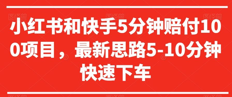 小红书和快手5分钟赔付100项目，最新思路5-10分钟快速下车【仅揭秘】-悟空云赚AI