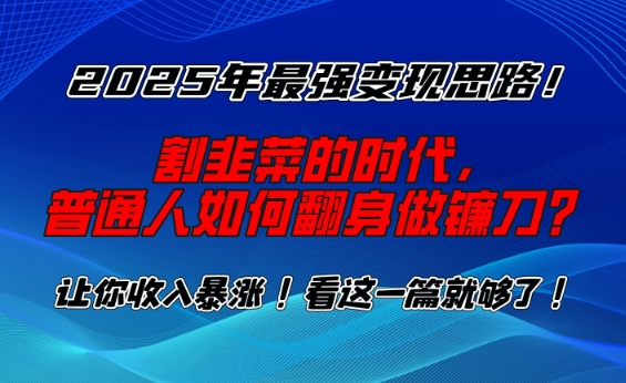 2025年最强变现思路，割韭菜的时代， 普通人如何翻身做镰刀？【揭秘】-悟空云赚AI