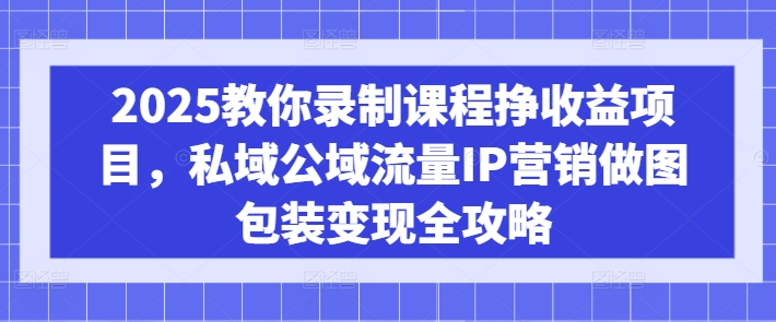 2025教你录制课程挣收益项目，私域公域流量IP营销做图包装变现全攻略-悟空云赚AI